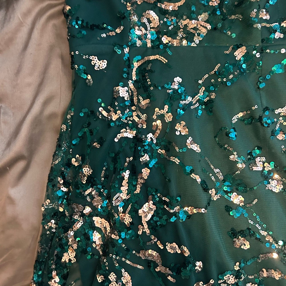 Lulu's Teal Sequined Party Dress with Silver Accents